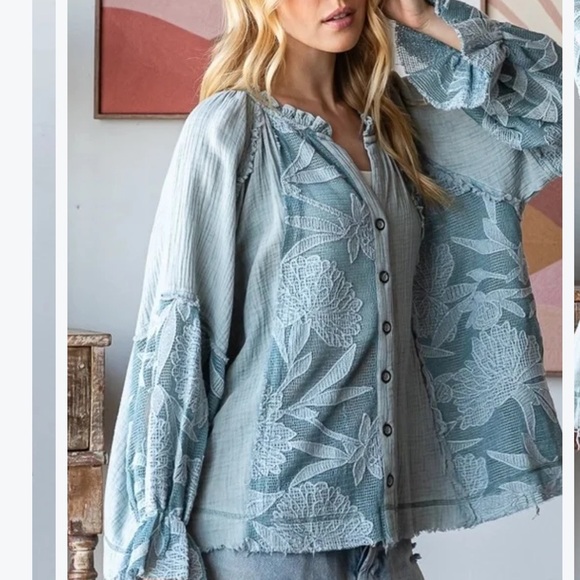 Oli & Hali Sabine Embroiderd Lace Button Front Blouse - Picture 2 of 13